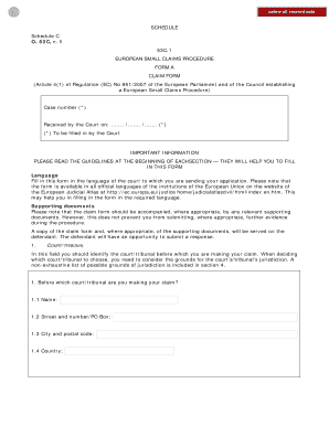 Fillable Online Schedule 53c1 European Small Claims Form Fax Email