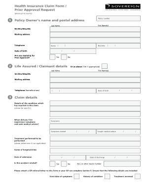 Fillable Online Sovereign Medical Claim Form BRAVEday Fax Email Print