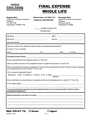 Fillable Online United Farm Family Life Insurance Fax Email Print