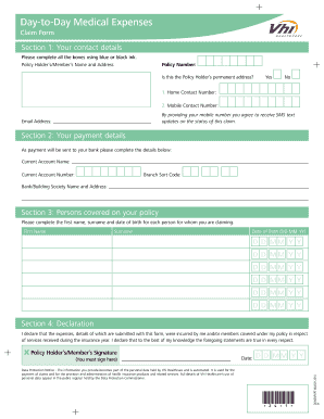 Fillable Online VHI Claim Form Bray Medical Centre Fax Email Print 