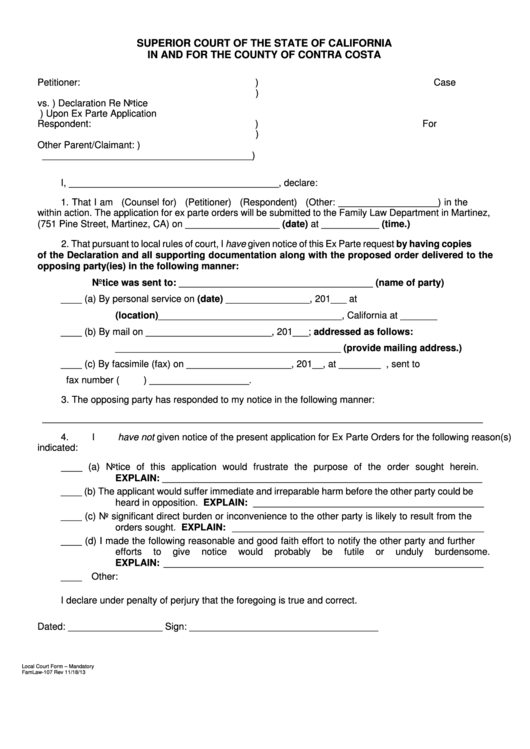 Form 107 County Of Contra Costa Printable Pdf Download