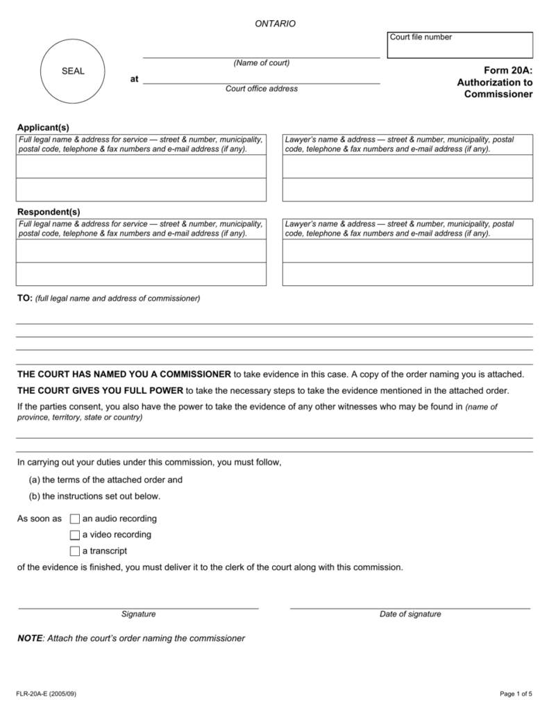 Form 20A Download Fillable PDF Or Fill Online Authorization To 