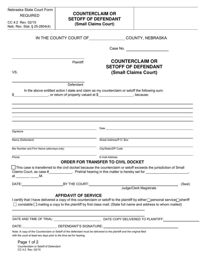 Form CC4 2 Download Fillable PDF Or Fill Online Counterclaim Or Setoff 