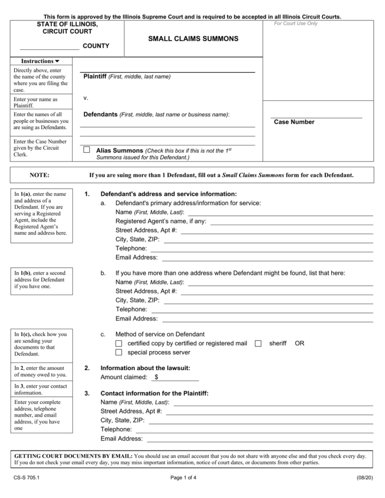 Form CS S705 1 Download Fillable PDF Or Fill Online Small Claims 