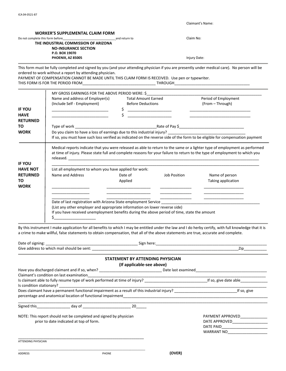Form ICA04 0521 87 Download Printable PDF Or Fill Online Worker 39 s