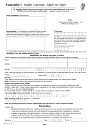 Form MED1 Download Fillable PDF Or Fill Online Health Expenses Claim 