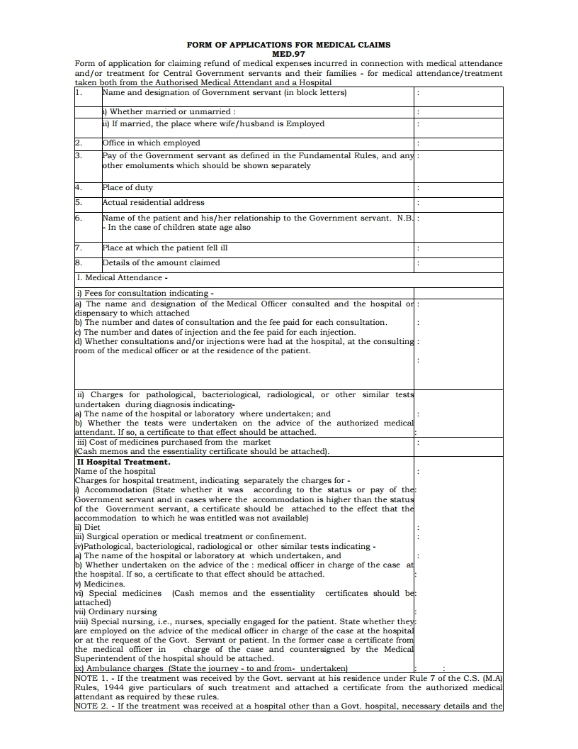 FORM OF APPLICATIONS FOR MEDICAL CLAIMS MED 97 DOWNLOAD LINK SA POST