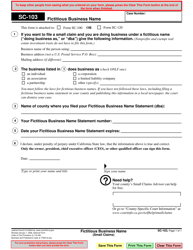 Form SC 103 Download Fillable PDF Or Fill Online Fictitious Business