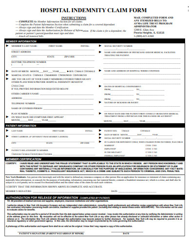 FREE 10 Hospital Indemnity Claim Form Templates In PDF