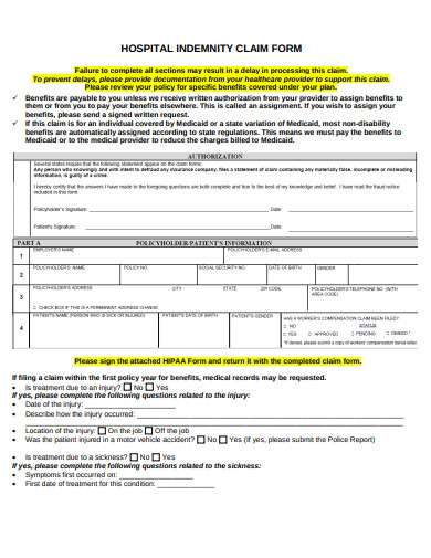 FREE 10 Hospital Indemnity Claim Form Templates In PDF