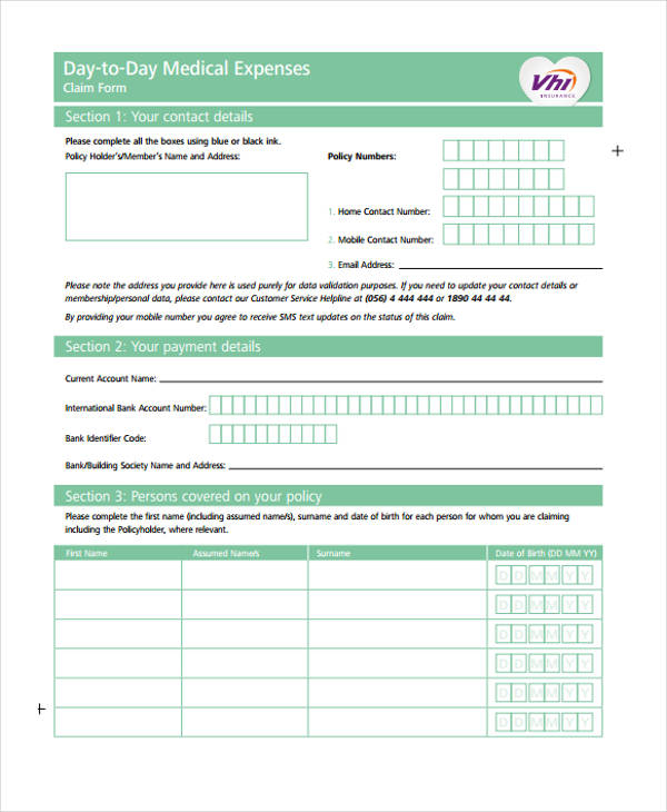 FREE 11 Medical Expense Forms In PDF MS Word