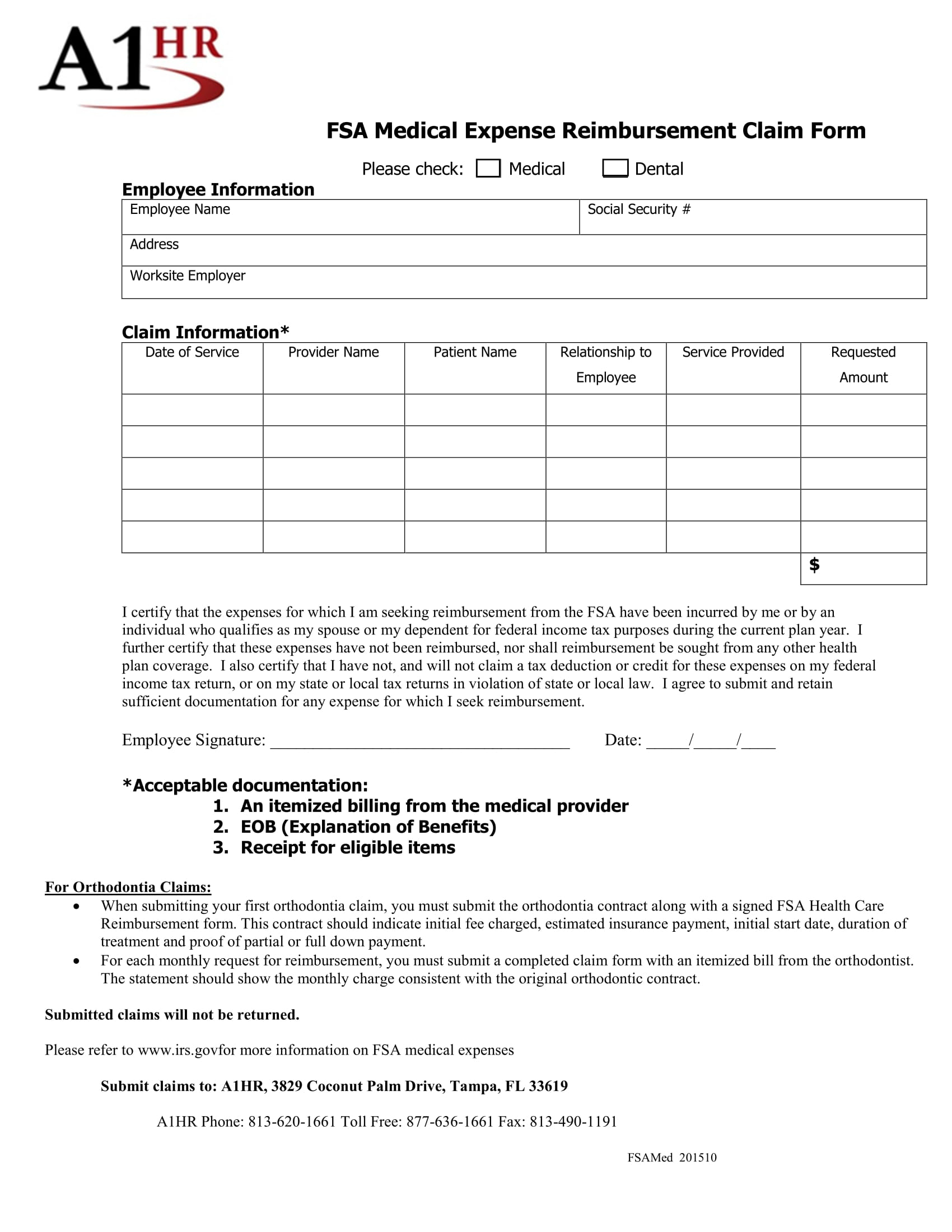 FREE 14 Employee Medical Reimbursement Forms In PDF