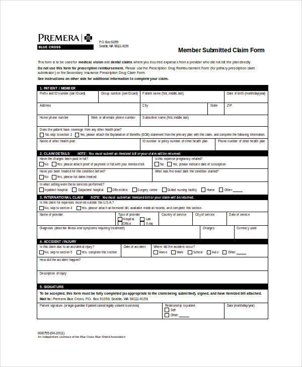 FREE 27 Sample Claim Forms In MS Word