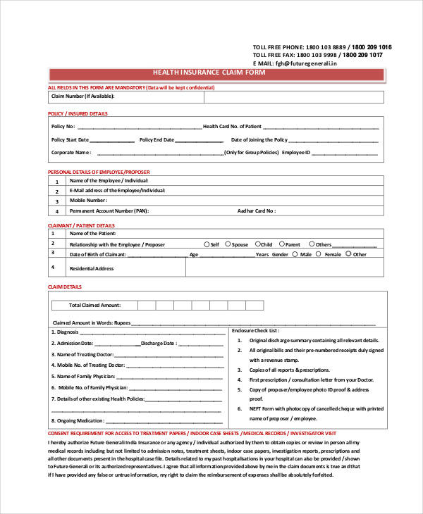 FREE 32 Claim Form Templates In PDF Excel MS Word