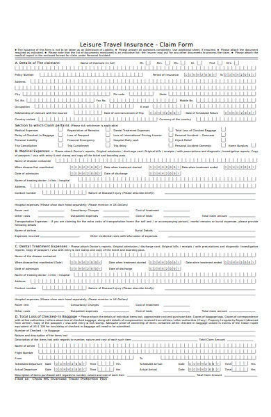 FREE 39 Travel Claim Forms In PDF Ms Word Excel