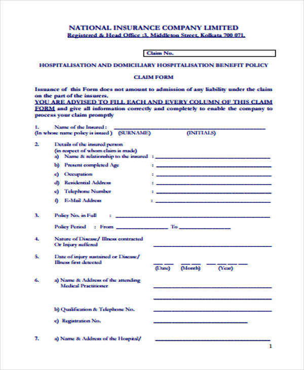 FREE 50 Sample Claim Forms In PDF MS Word