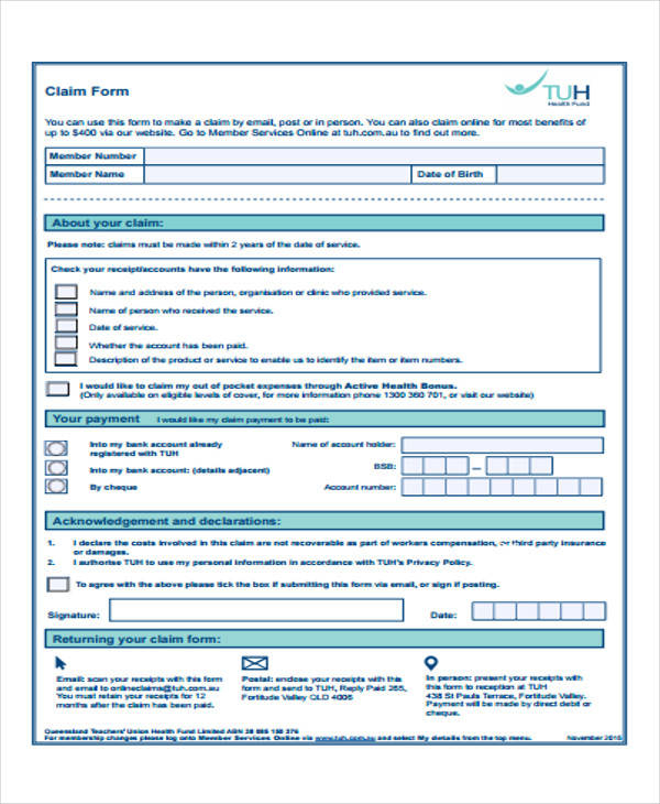 FREE 50 Sample Claim Forms In PDF MS Word