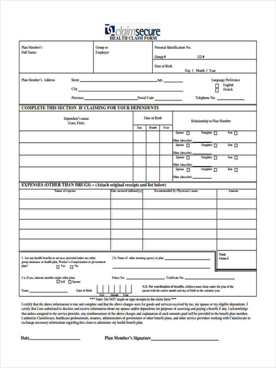 FREE 6 Claim Reimbursement Forms In MS Word PDF Excel