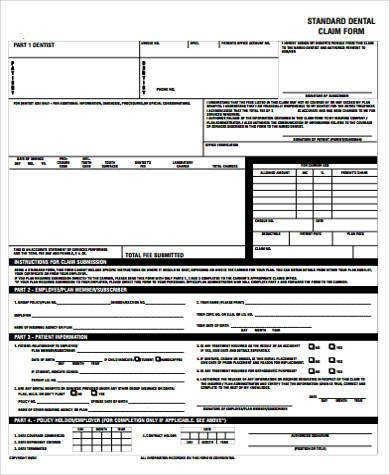 FREE 8 Dental Claim Forms Samples In MS Word PDF