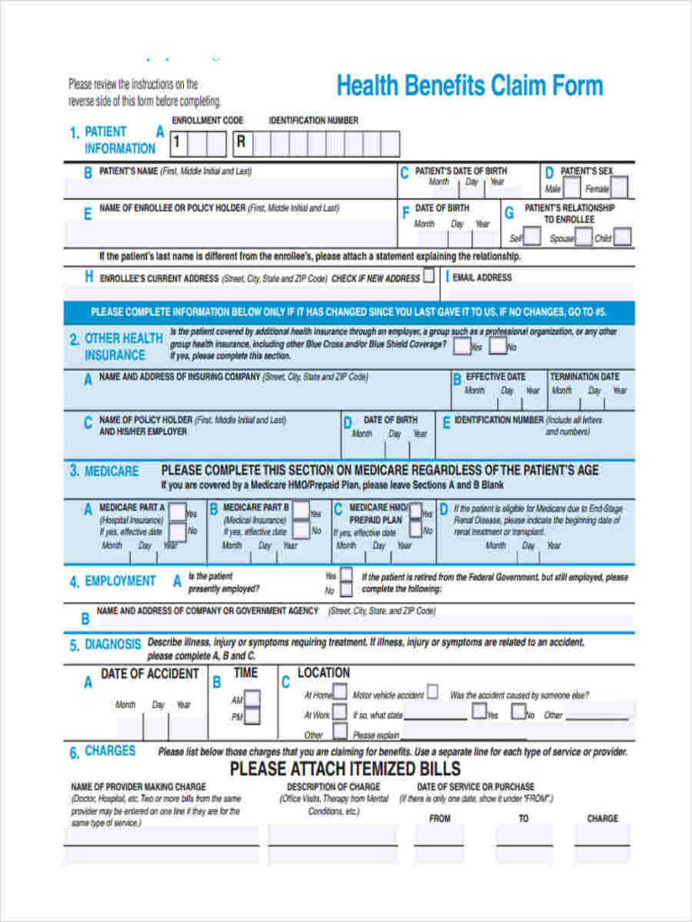 FREE 8 Health Care Claim Forms In PDF