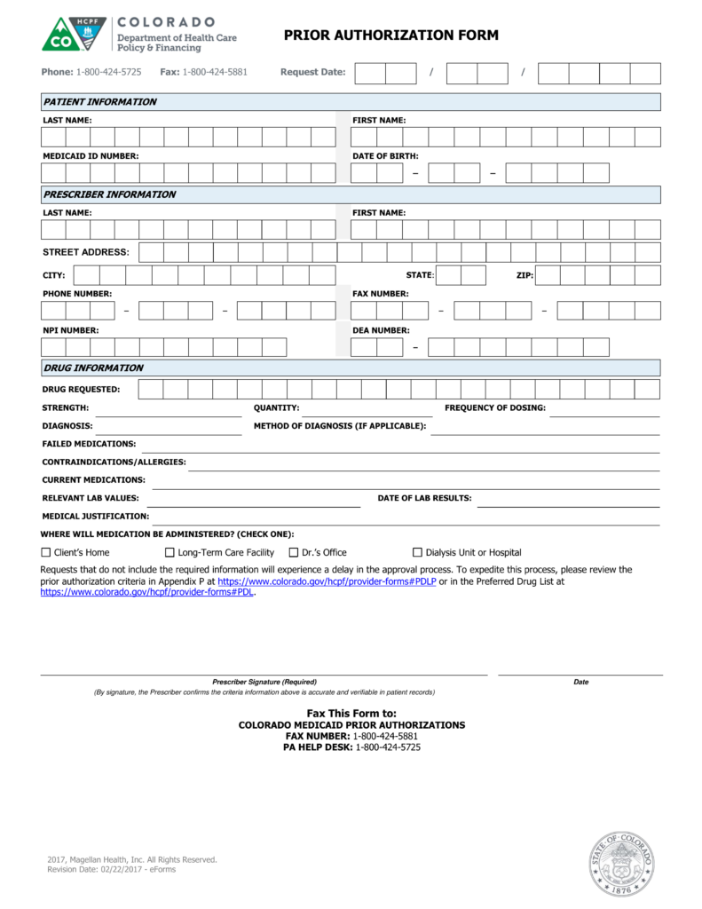 Free Colorado Medicaid Prior Rx Authorization Form PDF EForms 