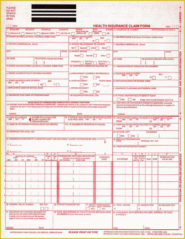 Free Health Insurance Claim Form 1500 Template Of Medical Claim Form 