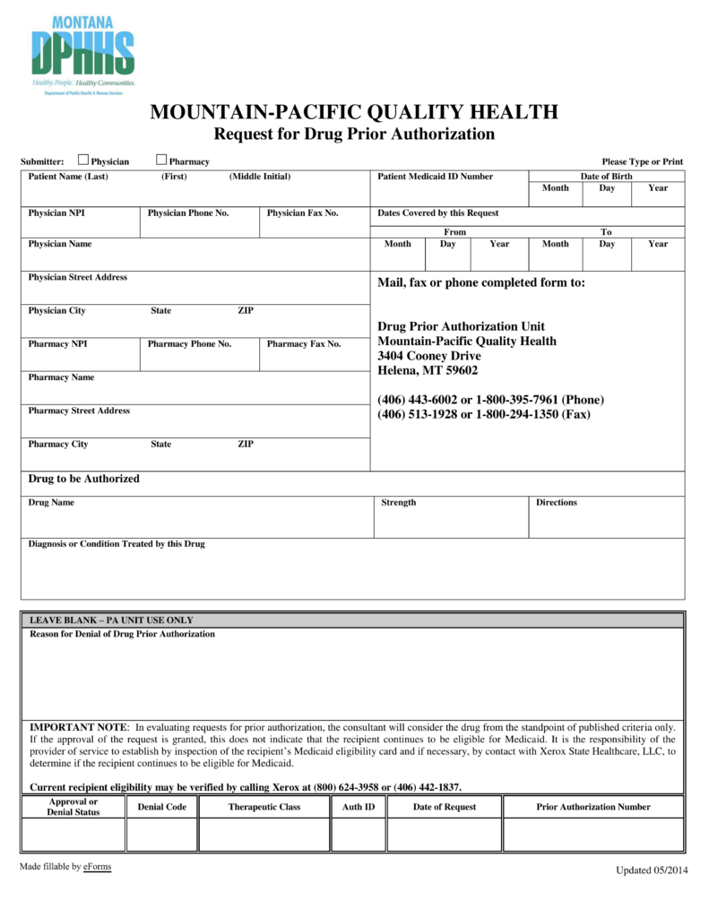 Free Montana Medicaid Prior Rx Authorization Form PDF EForms