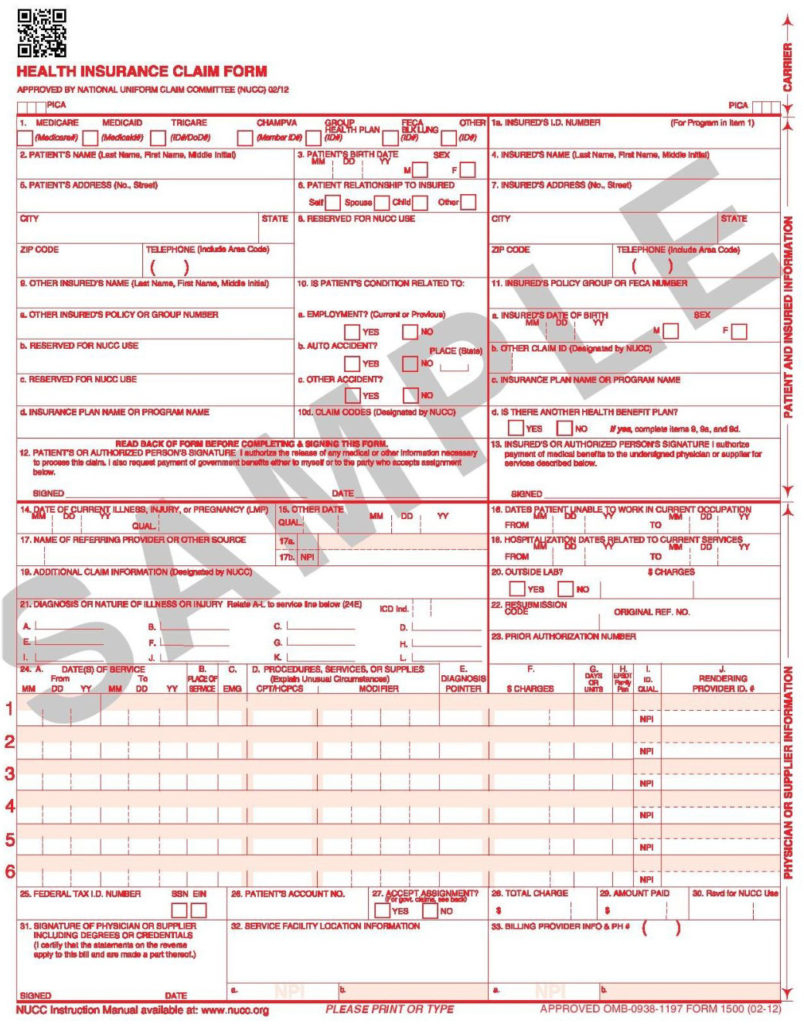 Free Printable 1500 Claim Form Printable Forms Free Online