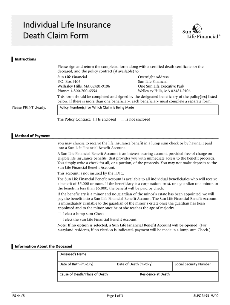 Get Death Claim Form And Fill It Out In April 2023 Pdffiller