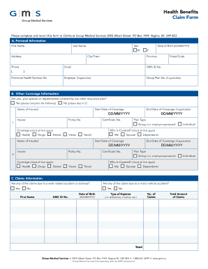 Gms Claim Form Fill Online Printable Fillable Blank PdfFiller