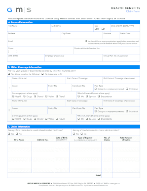 GMS Health Benefits Claim Form Fill And Sign Printable Template Online