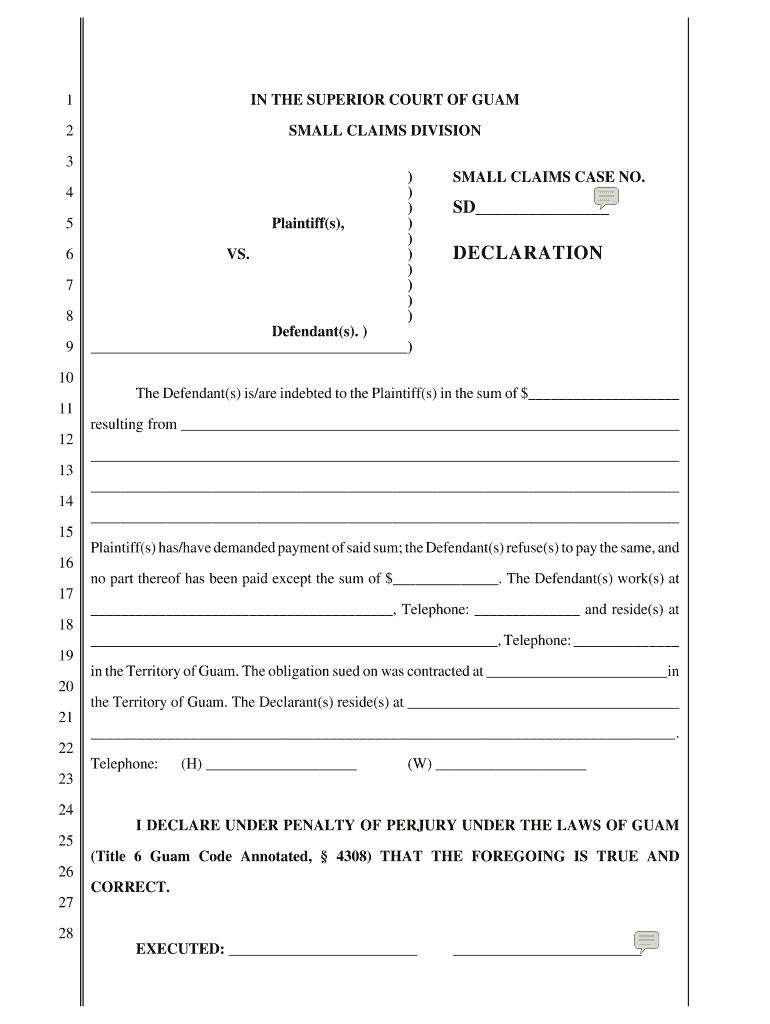 GU Declaration Complete Legal Document Online US Legal Forms