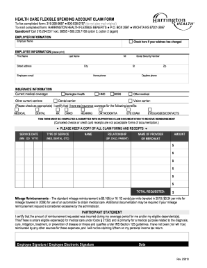 Harrington Health Care FSA Claim Form 2010 2022 Fill And Sign 