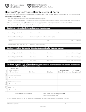 Harvard Pilgrim Fitness Reimbursement Form 2019 Fill Online 