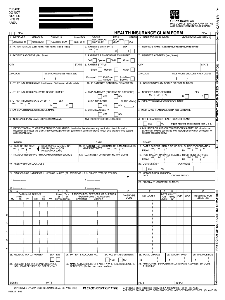 Hcfa 1500 Fill Online Printable Fillable Blank PdfFiller