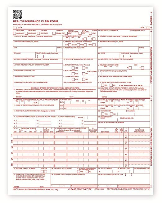 Health Insurance Claim Form 1500 Instructions Public Health