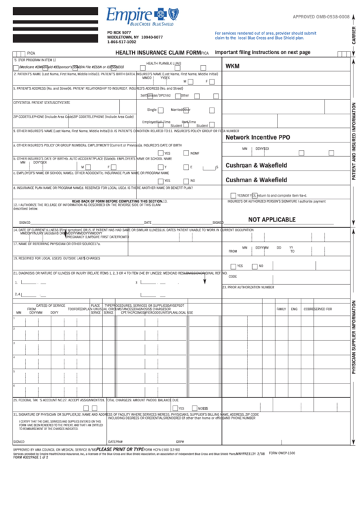 Health Insurance Claim Form Health Insurance Claim Form Printable Pdf 