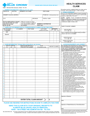 Health Services Claim Form Alberta Blue Cross Fill And Sign