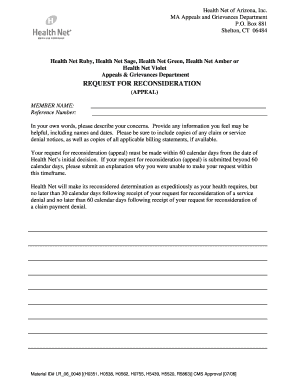 Healthnet Reconsideration Forms Fill Online Printable Fillable 