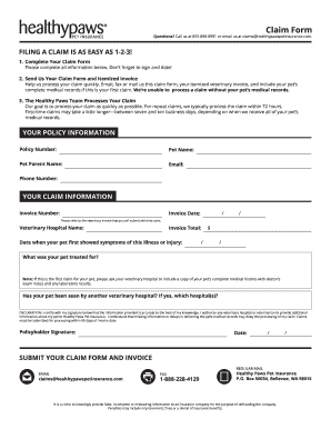 Healthy Paws Claim Form Fill Out And Sign Printable PDF Template