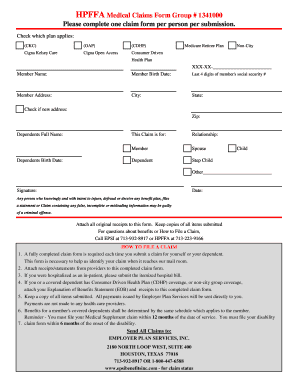 Hpffa 341 Supplmental Claim Form Fill And Sign Printable Template Online