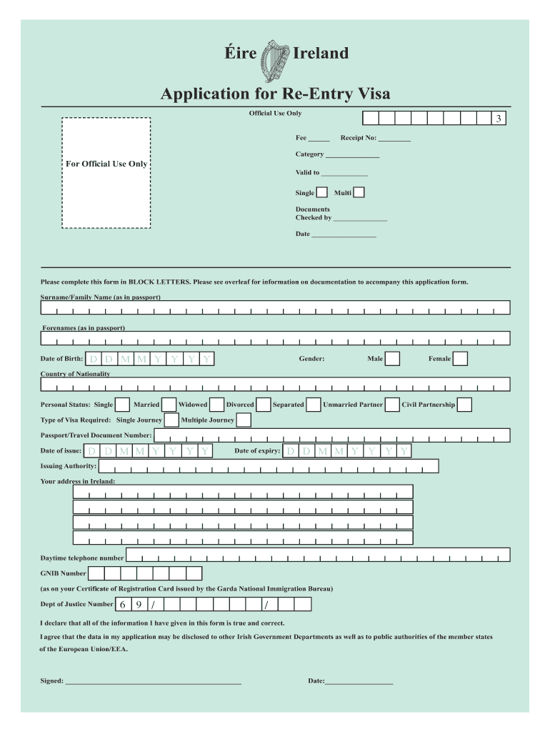 Ie Re Entry Visa Fill Online Printable Fillable Blank PdfFiller