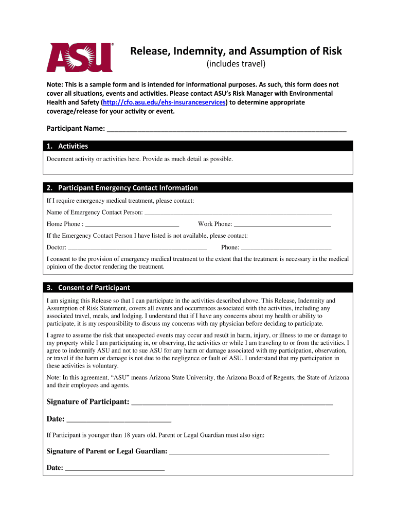 Indemnity Assumption Risk Fill Out And Sign Printable PDF Template 