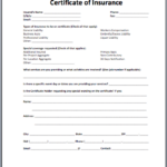 Insurance Certificate Template My Word Templates