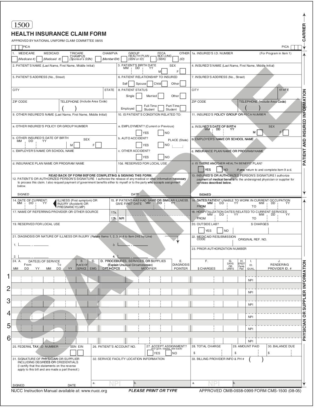 Insurance Claim Form Cms 1500 Cms 1500 Claim Form Tutorial Using And 