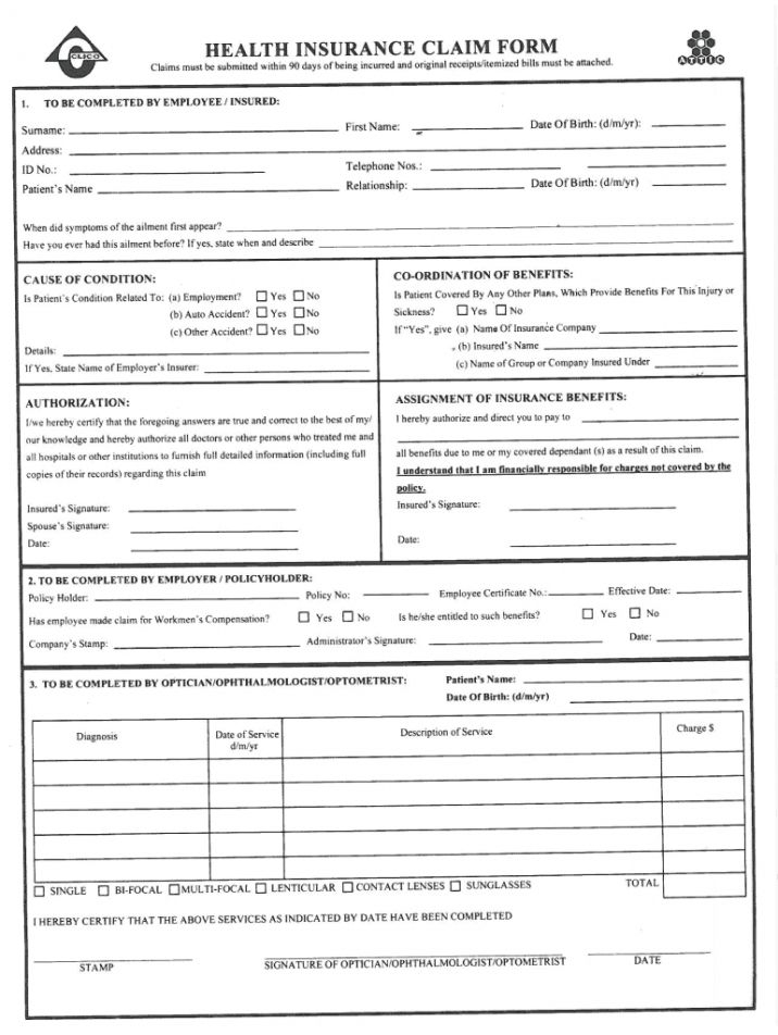 Insurance Claim Forms Financial Report