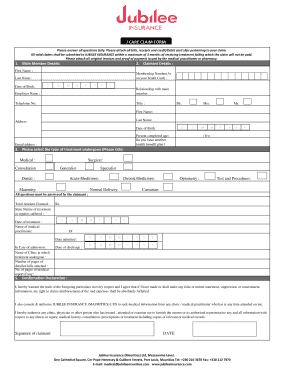 Jubilee Claim Form Pdf Fill And Sign Printable Template Online