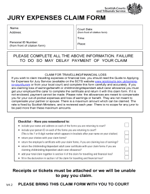 Jury Expenses Claim Form Scotland Fill And Sign Printable Template Online