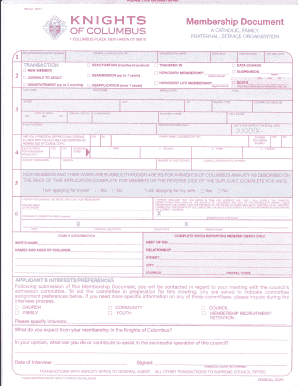 Knights Of Columbus Insurance Forms Fill Online Printable Fillable 