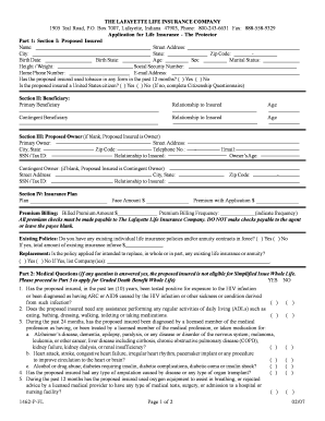 Lafayette Life Insurance Forms Fill Online Printable Fillable